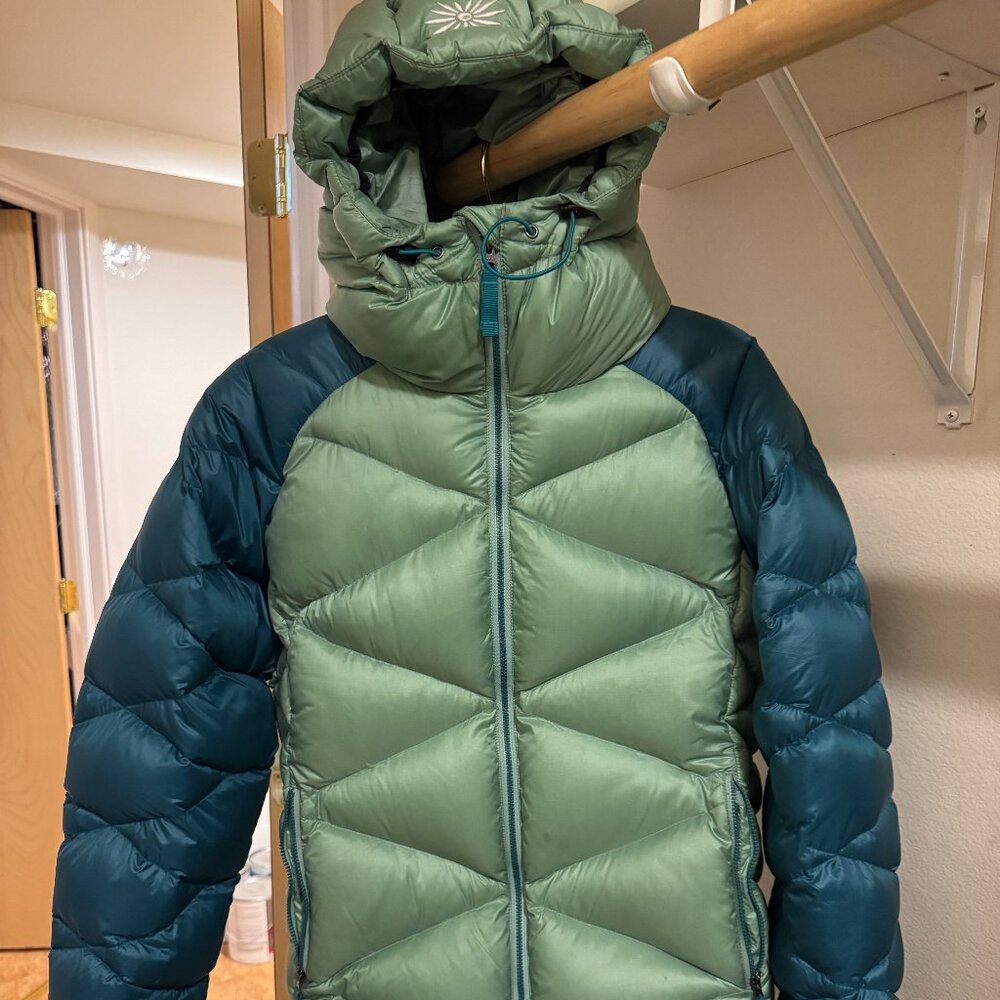SKHOOP Down Puffer Jacket Coat - Teal Blue & Mint Green - size L woman's